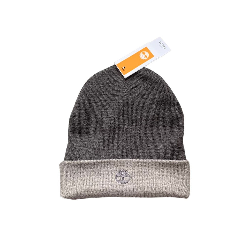 Timberland Men’s Gray Combo Knit Beanie Hat New Nwt Size OS